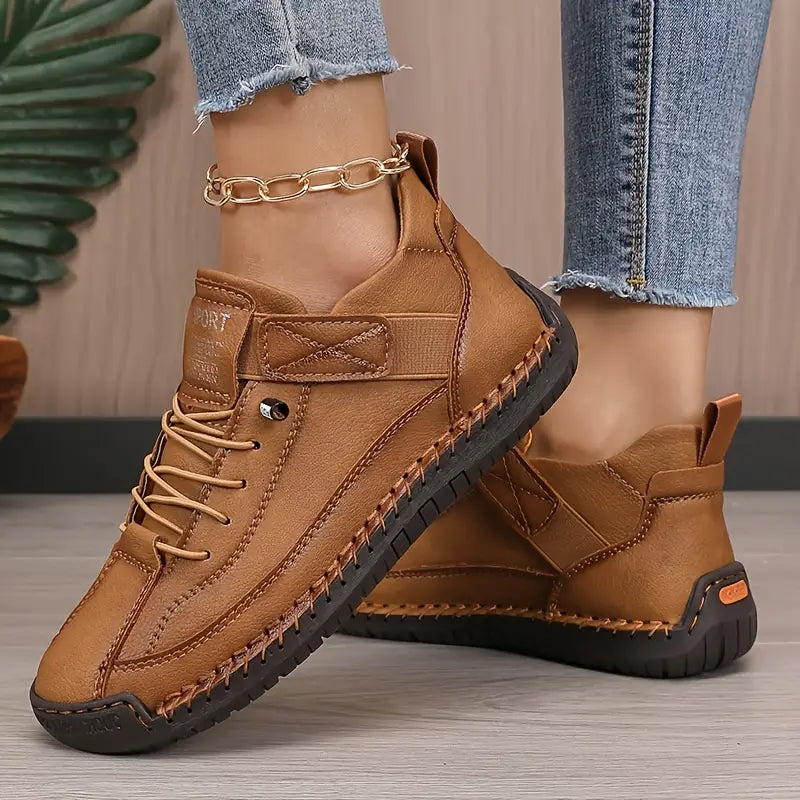 FlexWalk™ Women's Leather Sneakers – Soft Comfort & Orthopedic Support